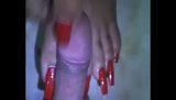 Long Sharp Red Toenails Footjob snapshot 6