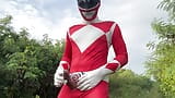 Power Ranger wanking outdoor. snapshot 3