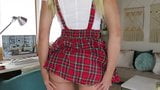 Super hot blonde teasing in slutty school girl costume snapshot 6