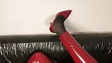 Wine Red Heels, Leggings and Corset Masturbation snapshot 11