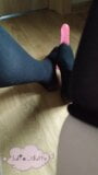 Cute little sissy trying practice footjob in black stockings snapshot 3