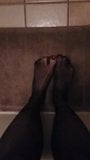 Pantyhose, painted toes, cock and cum snapshot 2