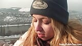 Perverted slut and deviant guy fucking in the city snapshot 4