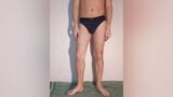 The guy shows how the chastity belt looks in thong snapshot 1