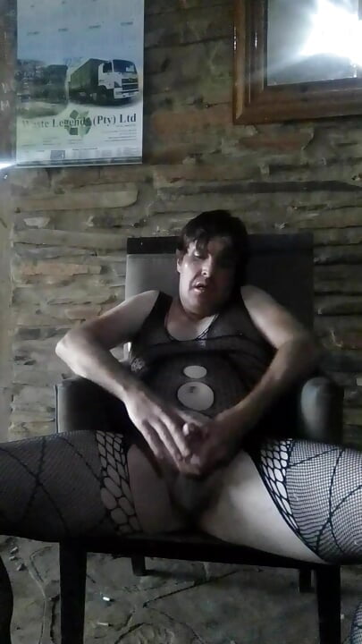 Crossdresser In Fishnet Bodystocking Masterbation