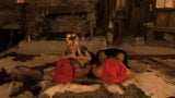 Blonde middeleeuwse prinses gebruikt slaven voor haar anale plezier in een trio snapshot 1