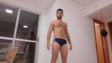 Speedo photoshoot roleplay - male model shows big balls snapshot 2