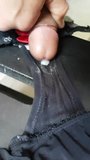 French lover cum on my wife black sexy dirty panty snapshot 8