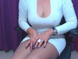 Busty Mature Woman In Tight Dress And Pantyhose Tease snapshot 3