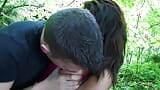 This young couple is quite adventurous as they enjoy outdoor anal sex in the forest snapshot 4