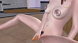 An animated 3D porn Video of a Teen Girl Sitting on the floor and Masturbating using Carrot. snapshot 8