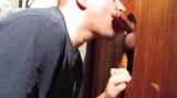 Look at the great tongue work at the homemade glory hole snapshot 9