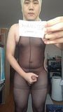 Wear ballet shoes and body stocking and Masturbation snapshot 7