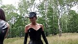 Brunette Latex Babes have outdoor lezdom action fun with pissing and licking snapshot 4