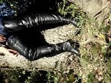 Outside in the woods in my spike heele crotch boots snapshot 8