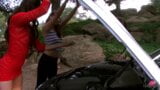 Girl Girl Fuck Show With Aspen Rae And Shae Snow On A Car! snapshot 7