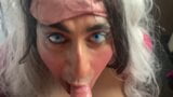 Slut tgirl Yasmin Mia POV blowjob cum swallow CIM blue eyes snapshot 2