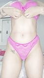 brunette trying on her new lingerie snapshot 13