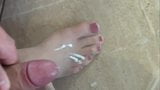 Cum on tan stocking feet with painted nails snapshot 6