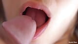 Super Closeup Cum In Mouth, Her Sensual Lips & Tongue Make Him Cum snapshot 6