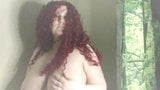 Redhair bbw lavando e limpando seus peitos grandes, buceta peluda snapshot 1