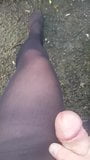 Playing in the sun in opaque tights snapshot 2