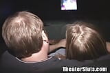 Fake Tit Lispy Bitch Blondie Sucks EVERYBODYS DICK in Porno Theater Sperm Party! snapshot 2