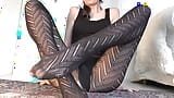 Black Knitted Tights Demonstration and Feet Sniffing JOI snapshot 9