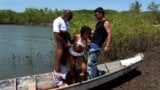 Real amateur threesome with two gifted friends on the boat snapshot 4