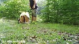 Milf submissive slut taken for a walk on a leash in forest snapshot 3