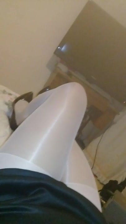 White shiny pantyhose