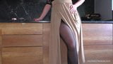 Hot Stepsister in nylon pantyhose gives handjob - Cum on legs snapshot 3