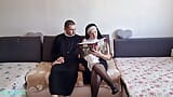 Horny Pervert Priest Fucks Busty Nun - Blowjob, Licking & Eating Pussy, Intense Fingering, Explosive Orgasm & Cumshot in Condom snapshot 1