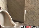 Euro twink Iori Serrano sucks cock and banging at urinals snapshot 2