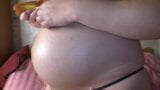 Pregnant babe Milky Mari does oil massage for belly and big boobs! snapshot 10