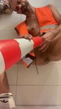 PISSING ON CONSTRUCTION WORKERS SITE ORANGE CONE snapshot 6