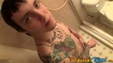 Tattooed skinny twink Blinx masturbates solo and jizzes snapshot 3