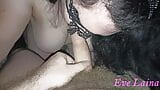 MILF gives a hard blowjob and smears cum all over her face. snapshot 1