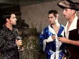 Three vintage guys organize sex party. snapshot 3