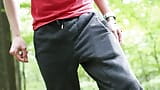 Uncut pissing in the forest on a hiking trail snapshot 1