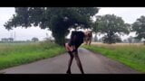 Tranny Outdoors Pissing and Posing #1 snapshot 6