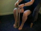 Mature lady putting on her tights-pantyhose D10 snapshot 1