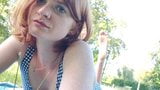 Gorgeous French Red Head Domina enjoys the sun Ginger salut snapshot 4