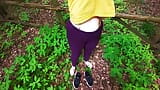 Barefeet titslapping in public forest snapshot 4