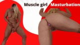 Muscle Girl Masturbates with big dildo and buttplug snapshot 1