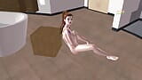 An animated 3D porn Video of a Teen Girl Sitting on the floor and Masturbating using Carrot. snapshot 2