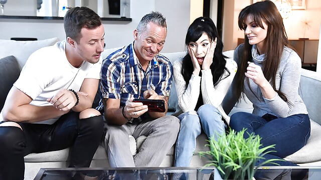 A taboo orgy with Judy Jolie, her stepdaughter, and Becky Bandini, a busty stepmom.