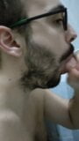 a sloppy and dirty blowjob to a 8 inches dildo with deep throat, dialog JOI and Gagging snapshot 4