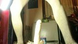 HUSBAND RIDES HIS BIG WHITE DILDO IN LEO-OUVERTPANTYHOSE snapshot 6