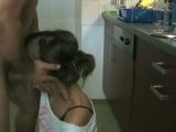 Horny Cheating Wife Sucking Lover's cum in the kitchen snapshot 9